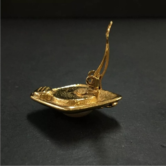 CHANEL CC Logo Pearl & Gold Tone Earrings - Picture 7 of 8